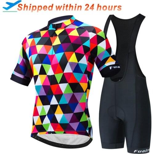 FUALRNY Summer Anti-UV Cycling Jersey Set Summer MTB Bicycle Clothing Racing Bike Clothes Cycling set Ropa Maillot Ciclismo