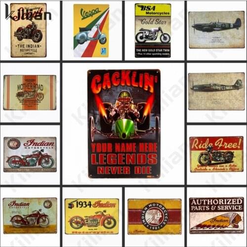 Motorcycle Metal Plate Decor Aircraft Mothership Metal Painting Retro Metal Poster Bar Living Room Metal Plaque Home Decoration