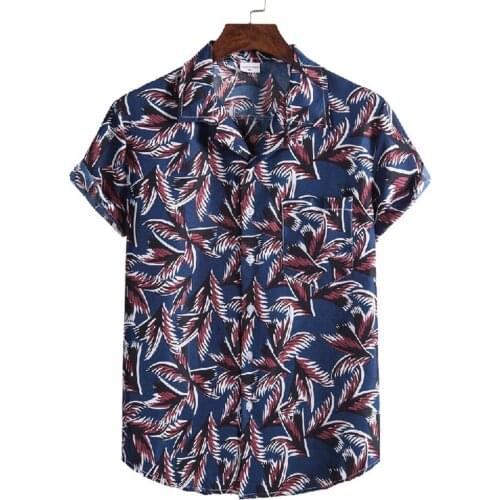 Men Shirt Hawaiian Series Beach Style Fashion Floral Suit Collar Short-Sleeved Shirt Adult Loose Collar Button Cardigan M-3XL
