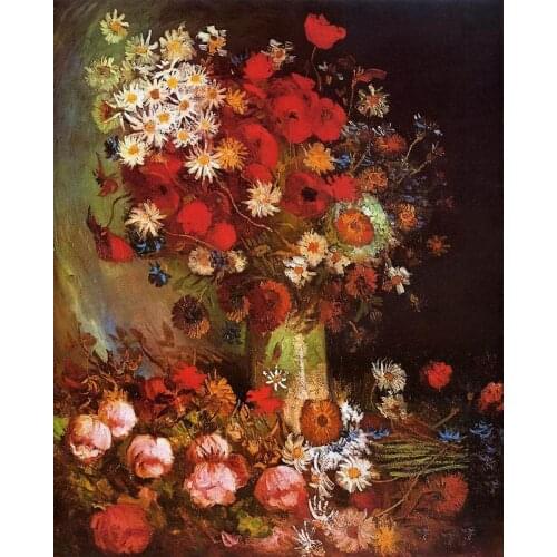 Cross Stitch Kits Crafts Poppy Peony chrysanthemum flowers Needlework 14CT Unprinted Embroidered Handmade Wall Home Decor