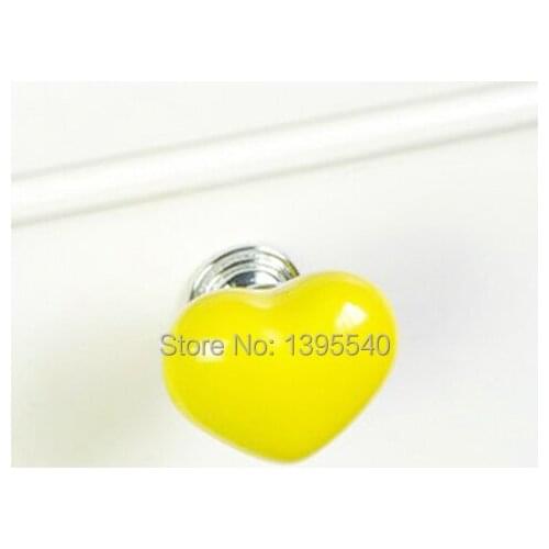 New 3pcs 40mm Cartoon Ceramic Cabinet Handle and Knob Heart-shaped Wardrobe Handle Child Bedroom Drawers Knob Dresser Pull Multi