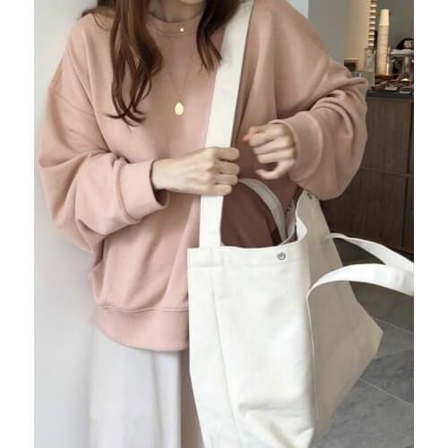 2020 Snordic Women Autumn Pink Oversized Basic Sweatshirt Round Collar Solid Tender Hoodies Full Sleeve Casual Pullovers