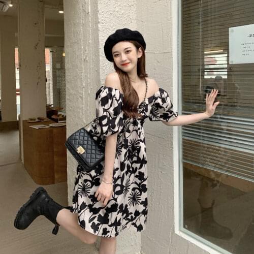 2021 New Floral Dress Summer Backless Off-Shoulder First Love Dress Super Fairy