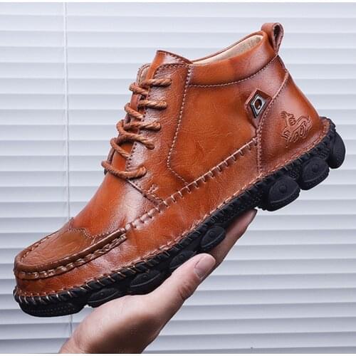 New Men Shoes Genuine Leather Casual Shoes Outdoor Footwear Men Business Boots High Quality Soft Brand Shoes Men Large Size 48