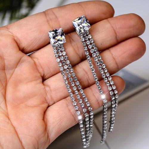 New Products In 2021, Exquisite and Fashionable, Long Tassel Crystal Earrings, Ladies Sweet Pendant Drop Earrings Wholesale