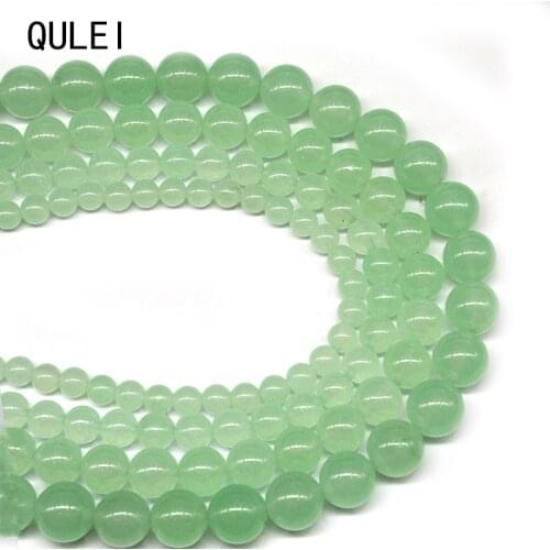 Wholesale Green Aventurine Chalcedony Jades Natural Stone Beads Round Loose Beads For Jewelry Making 4-12mm Diy Bracelet 15"