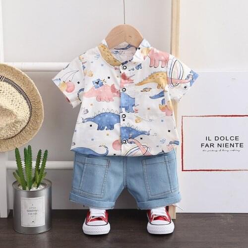 0-4 Years Summer Boy Clothing Set 2021 New Casual Fashion Cartoon Active T-Shirt+ Pant Kid Children Baby Toddler