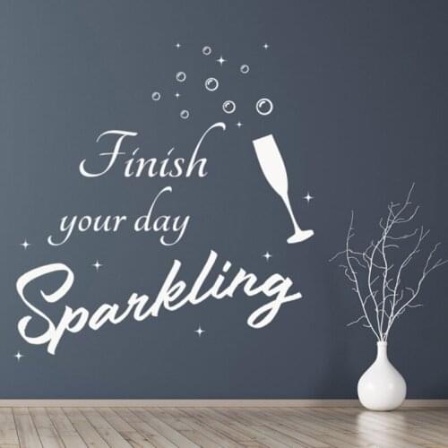 Sparkling Champagne Quote Wall Sticker Kitchen Room Decoration Roll Vinyl Sticker Waterproof DIY Decal CK35