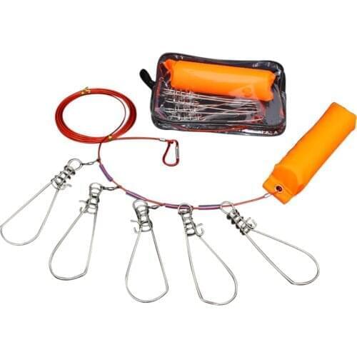 Fishing Lock Buckle Stainless Steel Live Belt Float Fishing Stringer Fishing Tackle For Accessories 5 Snap Stainless Steel Ropes