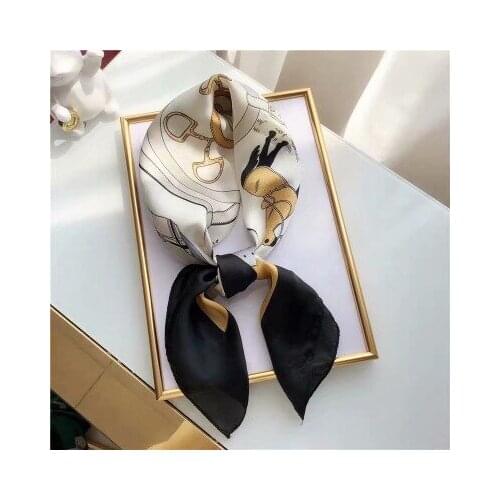 Square Silk Scarf Women Fashion Print Small Neck Scarfs Office Lady Hair Band Foulard Hand Kerchief Female Bandana Shawl