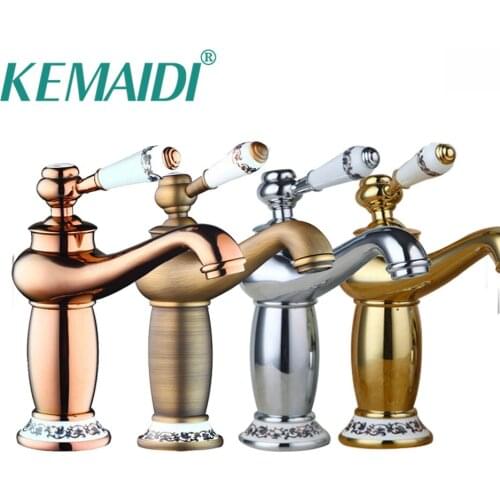 KEMAIDI Good Quality Bathroom Basin Faucet Antique bronze finish Brass Sink Faucet Single Handle Vessel Sink Water Tap Mixer