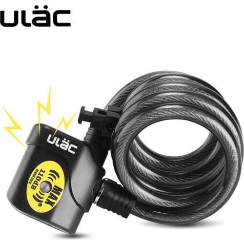 ULAC Bicycle Lock 1200mm*12mm bike Motorcycle Bicycle Alarm Cable MTB Car Lock Anti-theft 110dB High Quality