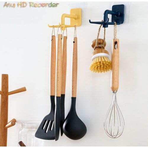 Rotatable Kitchen Towel Hook Self Adhesive Accessories Bathroom Hanger Organizer Housekeeper Wall Mount Holder Gadgets Home Rack