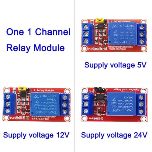 1/2/4Pcs One 1 Channel Relay Module Optocoupler DC 5/12/ 24V Shield Board High/Low Level Trigger Power Supply Module For Arduino