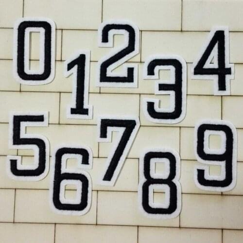 100pcs/lot Digital Number 0 To 9 Black Embroidery Patch Bag Decorative Mark Decal Appliques for Clothing