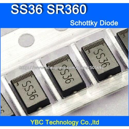 100pcs/lot SS36 SR360 3A/60V Schottky Diode