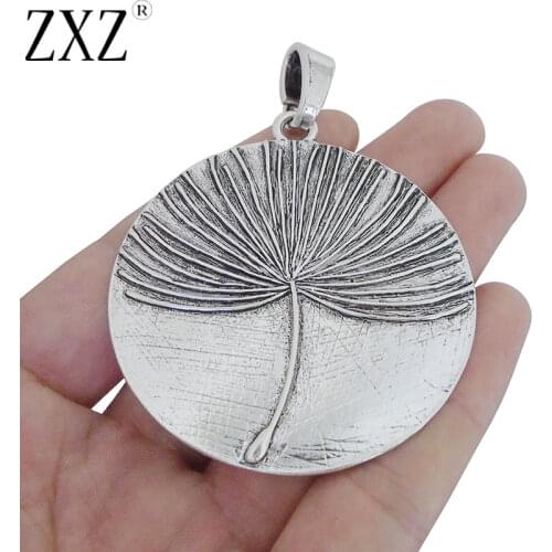 ZXZ 2pcs Large Round Dandelion Flower Charm Pendants For Necklace Jewelry Making Findings 72x54mm