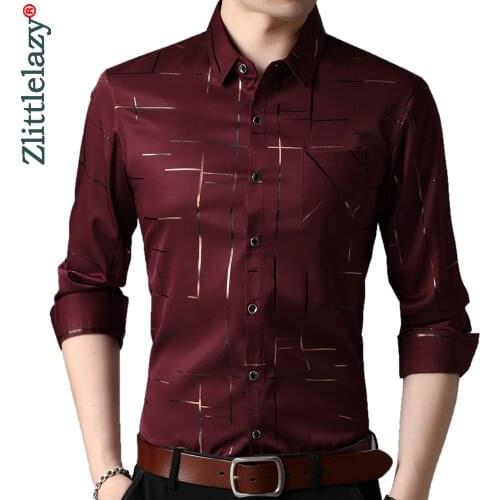2020 Long Sleeve Men Social Shirt Summer Streetwear Casual Pocket Line Shirts Dress Mens Slim Regular Fit Clothes Fashions 52503