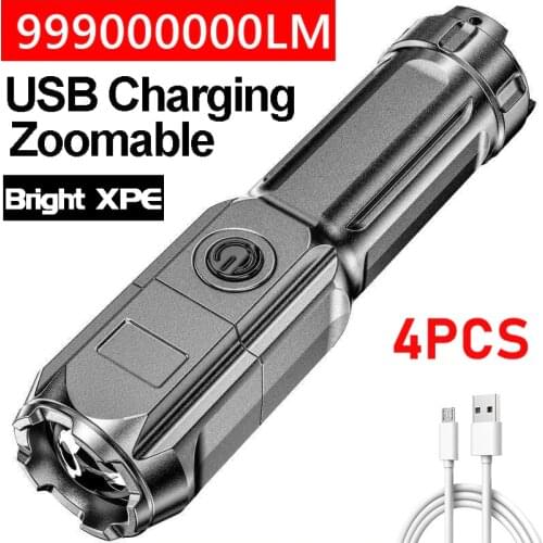 4/2/1 PCS Multi-function LED Torch Flashlight Super Bright ABS Strong Light Focusing Led Flashlight Outdoor Portable LED Torch