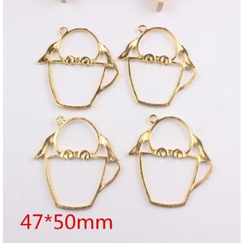 5pcs/lot metal frame hollow shape glue blank DIY oil drip alloy cupcake with rabbit shaped frame
