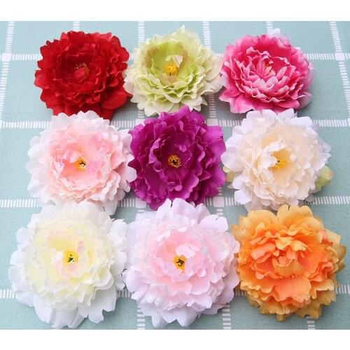 50pcs/lot 13cm High Quality Peony Flower Head Silk Artificial Flower Wedding Decoration DIY Garland Craft Flower