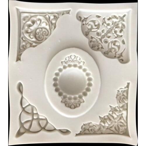 8.2*7.5*0.8CM DIY Sugar Craft Cake Diamond Border Petal Cake Silicone Mold Fondant Mold Cake Decorating Tools Gum Paste Mold