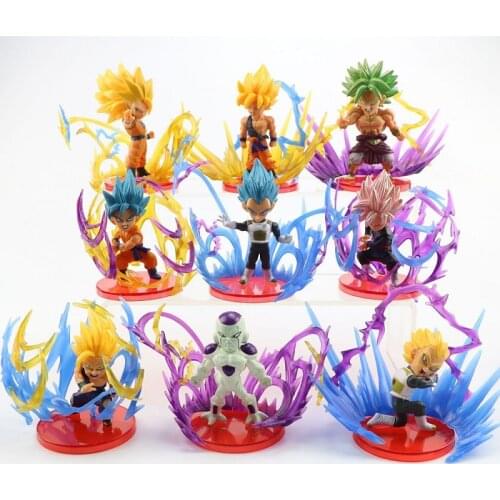 9pcs/Set 7-9cm Dragon Ball Z DBZ Super Saiyan Son Goku Vegeta Freezer Broli Fighting Anime Action Figure Model Doll Toy Kid Gift