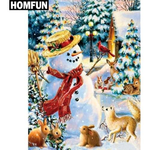 HOMFUN Full Square/Round Drill 5D DIY Diamond Painting "Snowman" Embroidery Cross Stitch 5D Home Decor Gift A06245