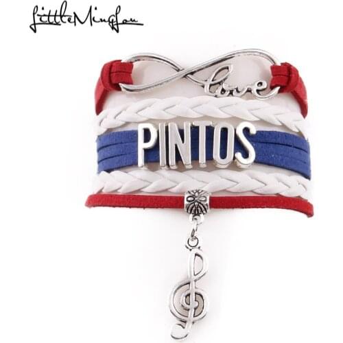 Little MingLou Infinity love pintos Bracelet Musical note charm leather wrap men bracelets & bangles for women jewelry