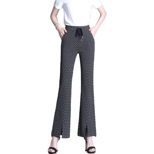 Summer Thin High Waist Casual Micro Horn Pants Women Loose Plus Size 4xl Office Work Fashion Wild Houndstooth Plaid Pants Female