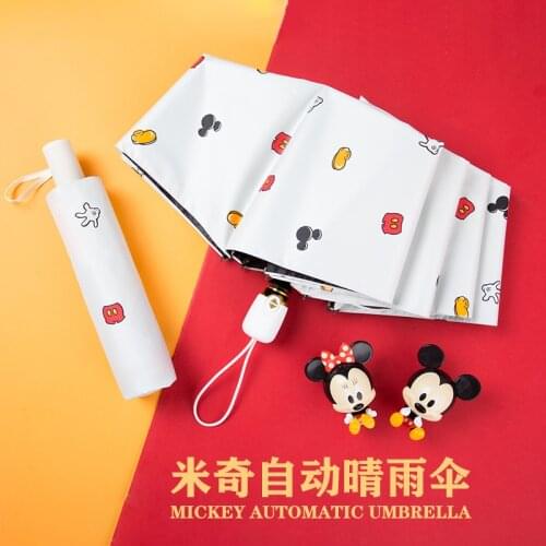 Disney Mickey Mouse Umbrella Fully Automatic Cute Student Sun and Rain Dual-use Sunshade Anti-UV Mickey Childrens Sun Umbrella