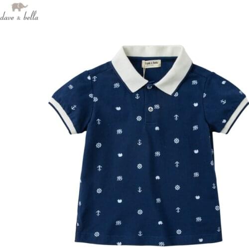 DKH17022 dave bella summer 5Y-13Y kids boys fashion cartoon letter patchwork T-shirt children boy high quality fashion tees