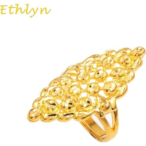 Ethlyn Elegant Unique fashion Women accessories Nigrian rings Gold Color adjustable African Ethiopian jewelry ring R31