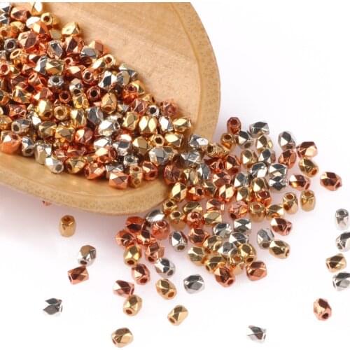 Faceted Rose Gold Plastic CCB Beads Geometry Loose Spacer Beads For Jewelry Making Bracelet Necklace DIY Connector Accessories