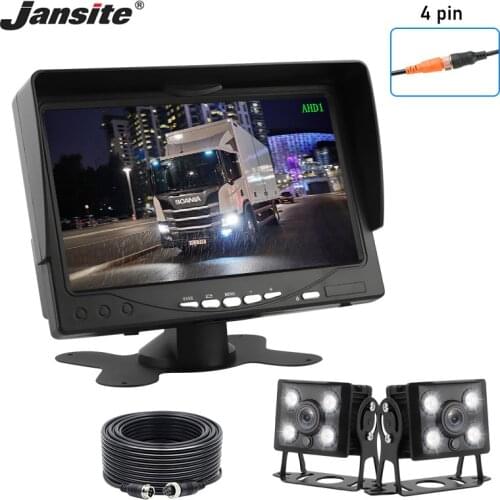 Jansite 7 inch Rear View Camera with AHD Monitor 4 pin For Truck Pickup Parking Assistance System Starlight Night Vision 12V-24V