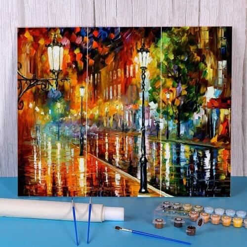 Street Illusion Paint By Numbers Set Oil Paints 50*70 Oil Painting New Design For Children Handiwork Wholesale