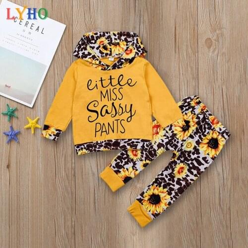 Baby Girl Clothes Sets Long Sleeve Hooded Pants Toddler Outfit Sweatshirt Boutique Clothing Suit Kids Clothing Leopard Printed