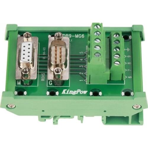 Hot 48V 1A DB9-MG6 DIN Rail Mount Interface Module Male / Female Connector Break out Board
