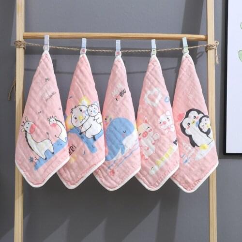 5pcs/lot 6 layer Muslin Squares Towel Cotton Baby Towel Handkerchief Kids Infant Wipe Cloth Newborn Baby Face Towel Bibs Feeding