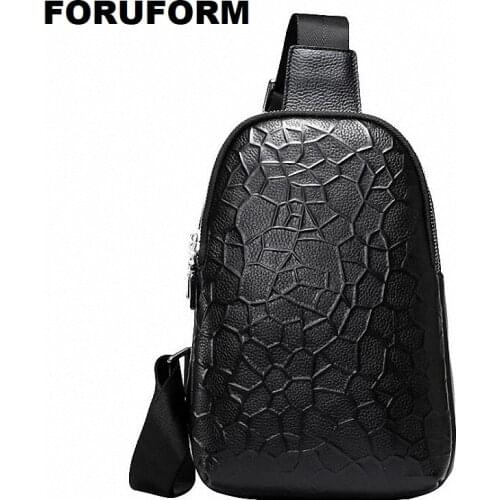 Mens Chest Bag Genuine Leather Crossbody Casual Men Travel Messenger Chest Packs Shoulder Bag Male Small Shoulder Bag ZH-334