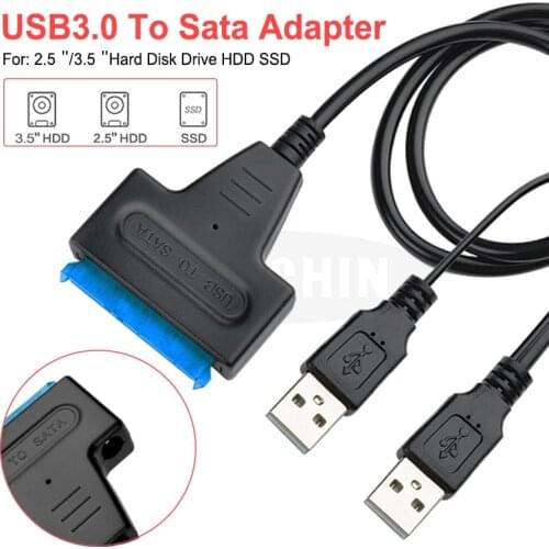 USB To Sata Adapter Dual USB Sata Cable Suport 2.5 or 3.5 Inch External SSD HDD Hard Drive Sata III Cable Sata USB 3.0 Adapter