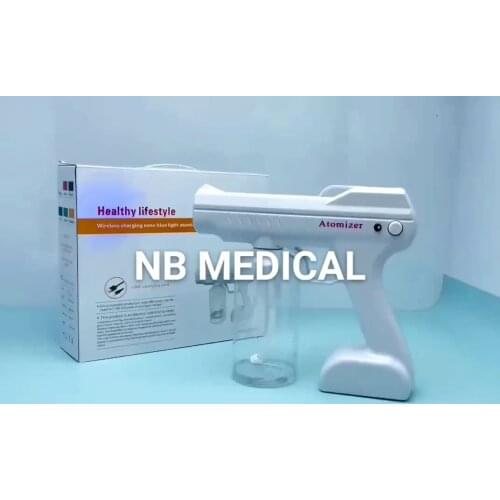 Portable atomizer handheld wireless charging blue light nano atomizing disinfection gun air pump 8 lights