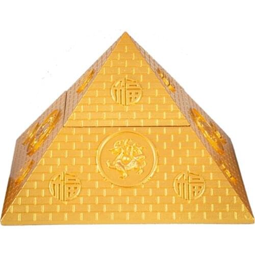 Golden Color Pyramid Resin Decorative Crafts Statue Living Room Decor Home Desktop Decoration Art Gift