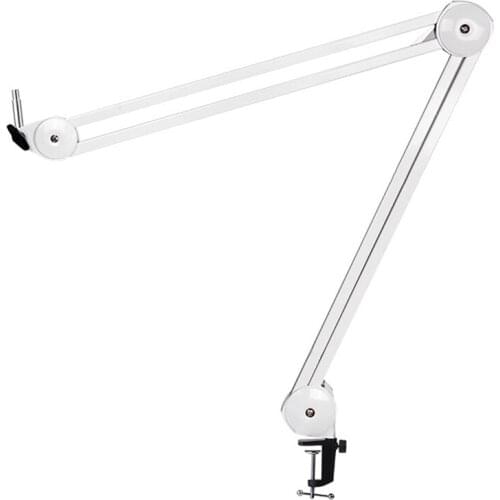 Microphone Stand Adjustable Suspension Boom Arm with Built-in Spring for Voice Recording White