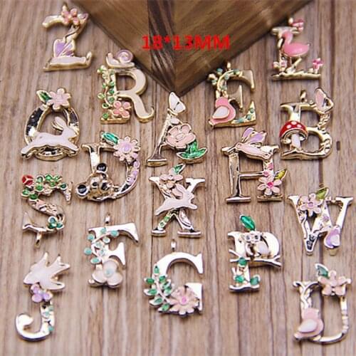 78pcs/lot Fashion 26 Letters Enamel Alloy alphabet Pendant ABC Words tag Charms Jewelry DIY accessories 18*13mm
