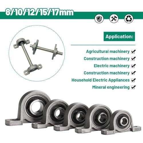 Bore Ball Bearing 8/10/12/15/17mm Pillow Block Mounted Support Caliber Zinc Alloy Mounted Ball Bearing KP08 Pillow Block