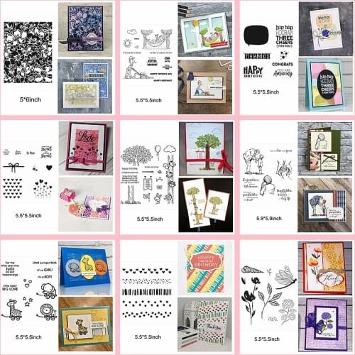 Mix Flower Human Animals Lion Elephant Heart Happy Leter Spot Clear Silicone Stamp Make Cards Album Photos Diy Handcraft Stamp