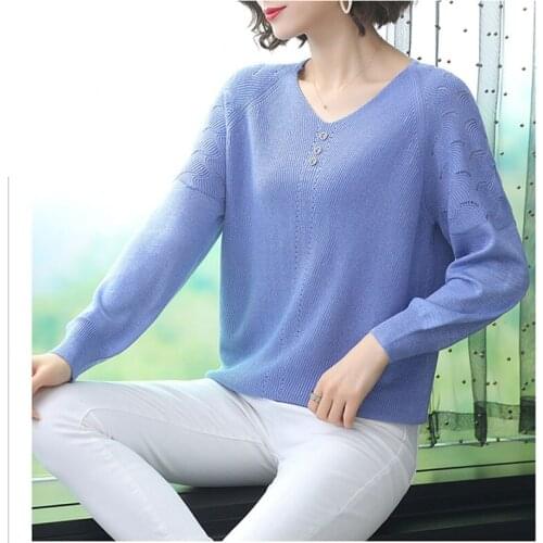 2020 Spring Knitted Pullover Sweater Women Casual Pull Jumper Long Sleeve Korea Thin Tops