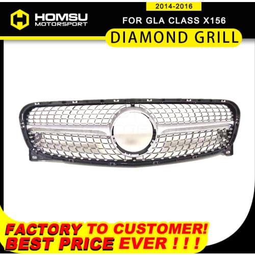 Auto Front Bumper Grille X156 Diamond Grill Year 2014 2015 2016 For Merce-des GLA Class X156 GLA200 GLA260 Without Center Badge