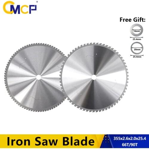 1pc 355x2.6x2.0x25.4mm 66T/90T Iron Saw Blade For Aluminum Iron Steel Metal Carbide Cutting Disc Power Tools Circular Saw Blade